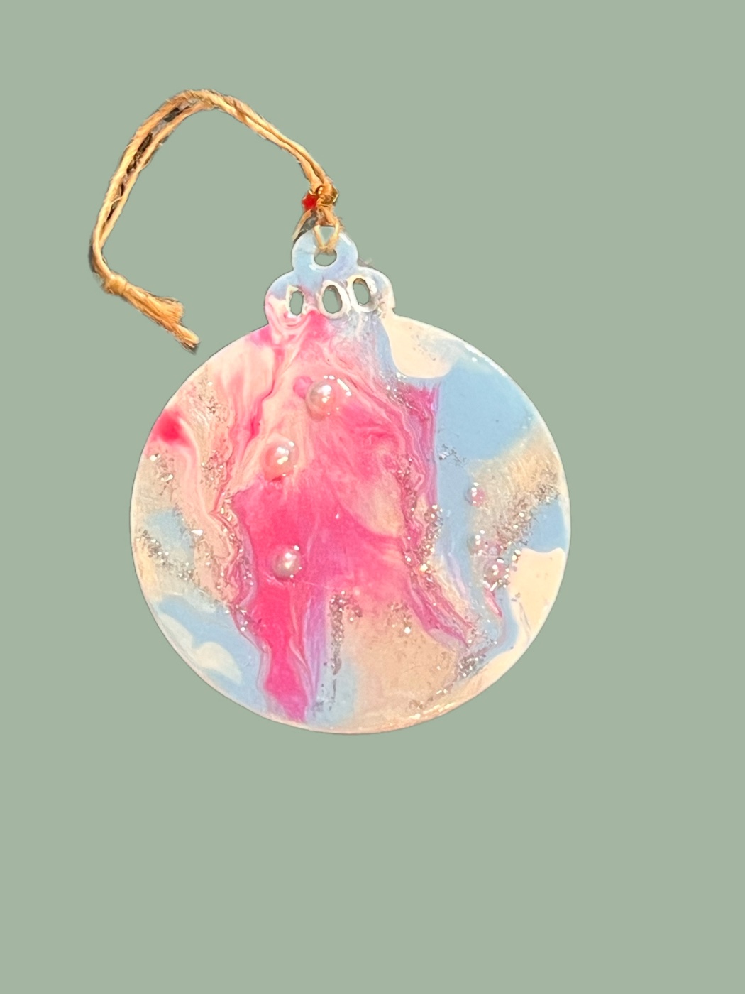Bauble No. 24, Blue & Silver Ice 24, front