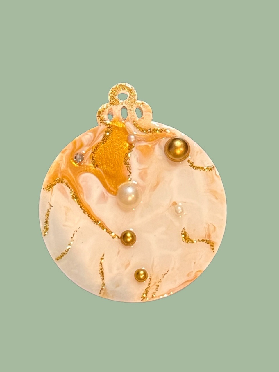 Bauble No. 9, Gold and White 9, front